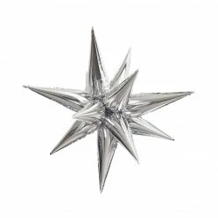 Unique Silver Star-Burst Foil Balloon 27.5"