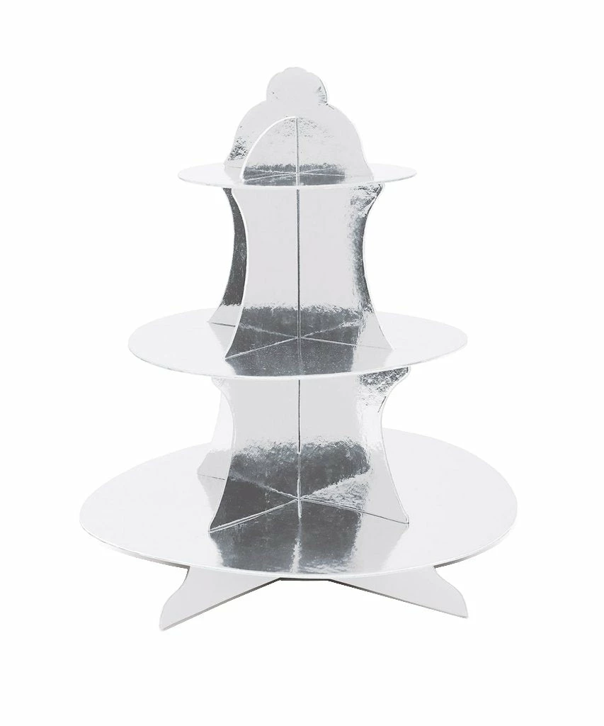 Bubblegum Market Shiny Metallic Silver Cupcake Stand 3 Bubblegum Market Shiny Metallic Silver Cupcake Stand