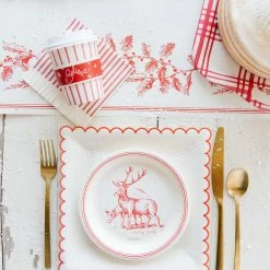 My Mind’s Eye Party Believe Collection Cream/Red Scalloped Plates 7"