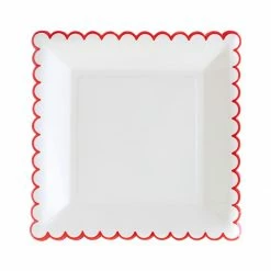 My Mind’s Eye Party Believe Collection Cream/Red Scalloped Plates 7"