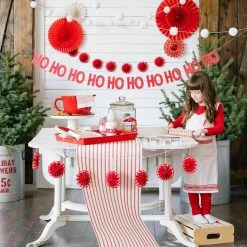 My Mind’s Eye Believe Collection Red & Off-White Striped Holiday Table Runner