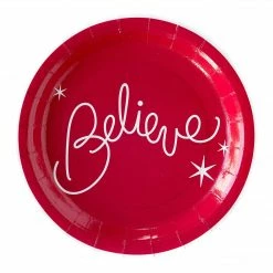My Mind’s Eye Believe Collection Red Holiday Paper Plates 9"