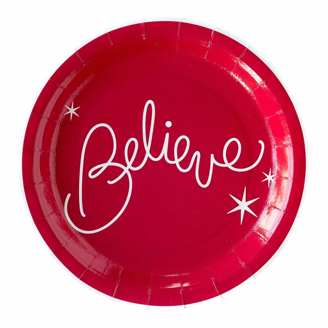 My Mind’s Eye Believe Collection Red Holiday Paper Plates 9" 3 My Mind’s Eye Believe Collection Red Holiday Paper Plates 9"