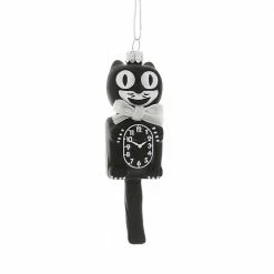 Cody Foster & Co. Black Retro Cat Clock Ornament 5" Christmas