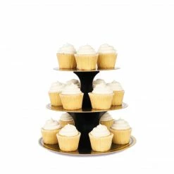 Cakewalk Party Noir / Black And Gold Paper Cupcake Stand