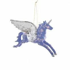 Cody Foster & Co. Blue Floral Pegasus W/ Silver Wings Ornament 6" Christmas