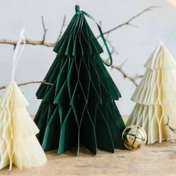 My Mind’s Eye Ornaments Botanical Holiday Collection 3D Green/Cream Honeycomb Trees