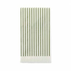 My Mind’s Eye Botanical Holiday Collection Green Ticking-Stripe Fringed Guest Napkins