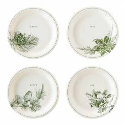 My Mind’s Eye Party Botanical Holiday Collection Green Vignette Plate Set 7"