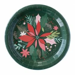 My Mind’s Eye Botanical Holiday Collection Poinsettia Plates 9" Party