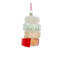 Cody Foster & Co. Christmas Cheese Stack Glass Ornament 4"