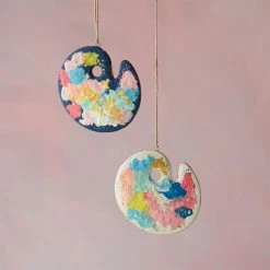 Christmas Glitterville Studios Paint Palette Ornament 3.25"