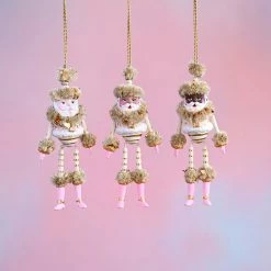 Glitterville Studios Gold & Blush Brown Papa Noel Ornament 6.5