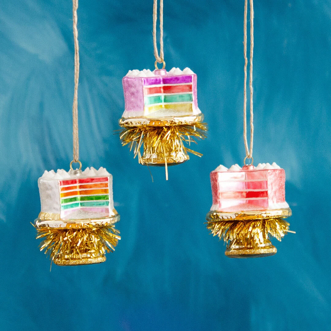 Glitterville Studios Rainbow Layer Cake Ornament 3" Christmas 3 Glitterville Studios Rainbow Layer Cake Ornament 3" Christmas