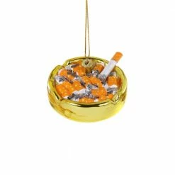 Cody Foster & Co. PREORDER: Gold Ashtray Cigarette Holder Ornament, 2.75" Christmas