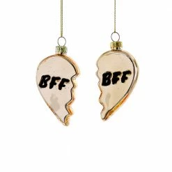 Cody Foster & Co. Gold BFF Heart Ornaments 3" (Set Of 2)