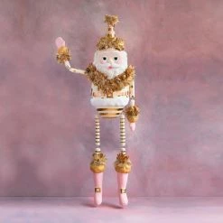 Christmas Glitterville Studios Gold & Blush White Papa Noel Papermache Display Figure 72"
