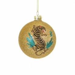 Cody Foster & Co. PREORDER: Gold Glittered Tiger Bauble, 4"