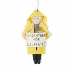 Silk Road Bazaar Christmas Greta Thunberg "Skolstrejk För Klimatet" Felt Ornament (Swedish)