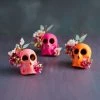 Halloween Glitterville Studios Floral Skull