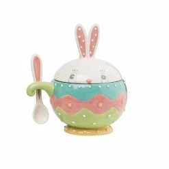 Transpac Imports Johanna Parker Easter Dottie Bowl With Spoon & Lid