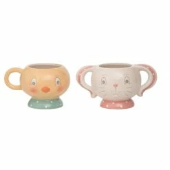 Transpac Imports Johanna Parker Easter Dottie Chick & Bunny Mug Set (Set Of 2)