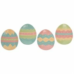 Transpac Imports Johanna Parker Easter Dottie Egg Plates (Set Of 4)