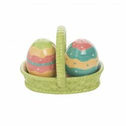 Transpac Imports PREORDER: Johanna Parker Easter Dottie Eggs In Basket Salt & Pepper Shaker Set