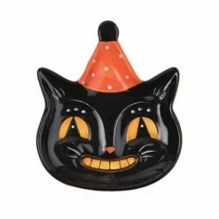 Transpac Imports Johanna Parker Halloween Character Black Cat Face Plate