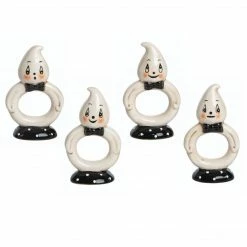 Transpac Imports PREORDER: Johanna Parker Halloween Ghost Napkin Rings