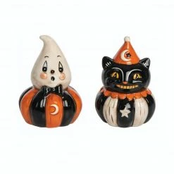 Transpac Imports PREORDER: Johanna Parker Halloween Ghost / Cat Salt & Pepper Shakers