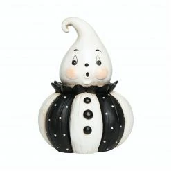 Transpac Imports PREORDER: Johanna Parker Halloween Black & White Jumbo Ghost Pumpkin Figure