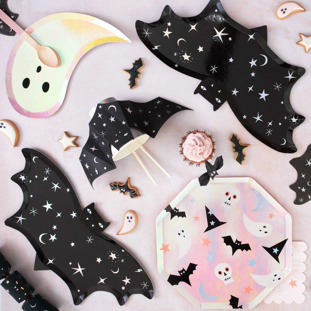 Meri Meri Party Sparkle Bat Plates Halloween Large Plates 4 Meri Meri Party Sparkle Bat Plates Halloween Large Plates