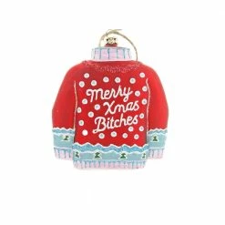Cody Foster & Co. Red "Merry Xmas B!tches" Sweater Ornament 4.5"