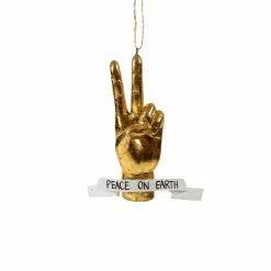 Cody Foster & Co. Christmas Peace On Earth Gold Hand Ornament 4.25"