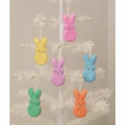 Bethany Lowe Peeps Rainbow Bunny Ornaments (Set Of 6)