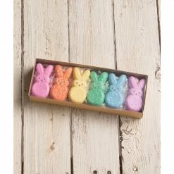 Bethany Lowe Peeps Rainbow Bunny Ornaments (Set Of 6)
