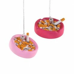 Cody Foster & Co. PREORDER: Pink Ashtray Cigarette Holder Ornament 2.75" Christmas