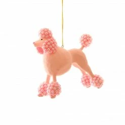 Cody Foster & Co. Christmas Pink Beaded Poodle Ornament 4.5"