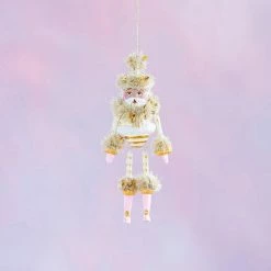 Glitterville Studios Gold & Blush Brown Papa Noel Ornament 6.5
