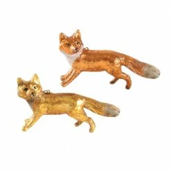 Cody Foster & Co. Copper Fox & Gold Fox Ornament 4" Christmas