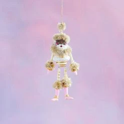Glitterville Studios Gold & Blush Black Papa Noel Ornament 6.5"
