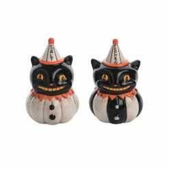 Transpac Imports Johanna Parker Halloween Black Cat Salt & Pepper Shakers