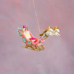 Christmas Glitterville Studios Parisian Sleigh Ornament 8.75"