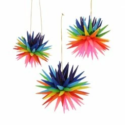 Cody Foster & Co. Christmas Rainbow Paper Starburst Ornaments (Set Of 3)