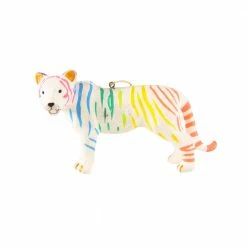 Cody Foster & Co. Rainbow Striped Mystic Tiger Ornament 4"