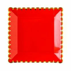 My Mind’s Eye Party Red/Gold Scalloped Plates 9"