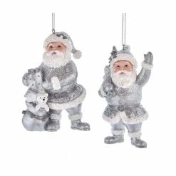 Kurt S. Adler, Inc. Silver Santa Ornament 4"