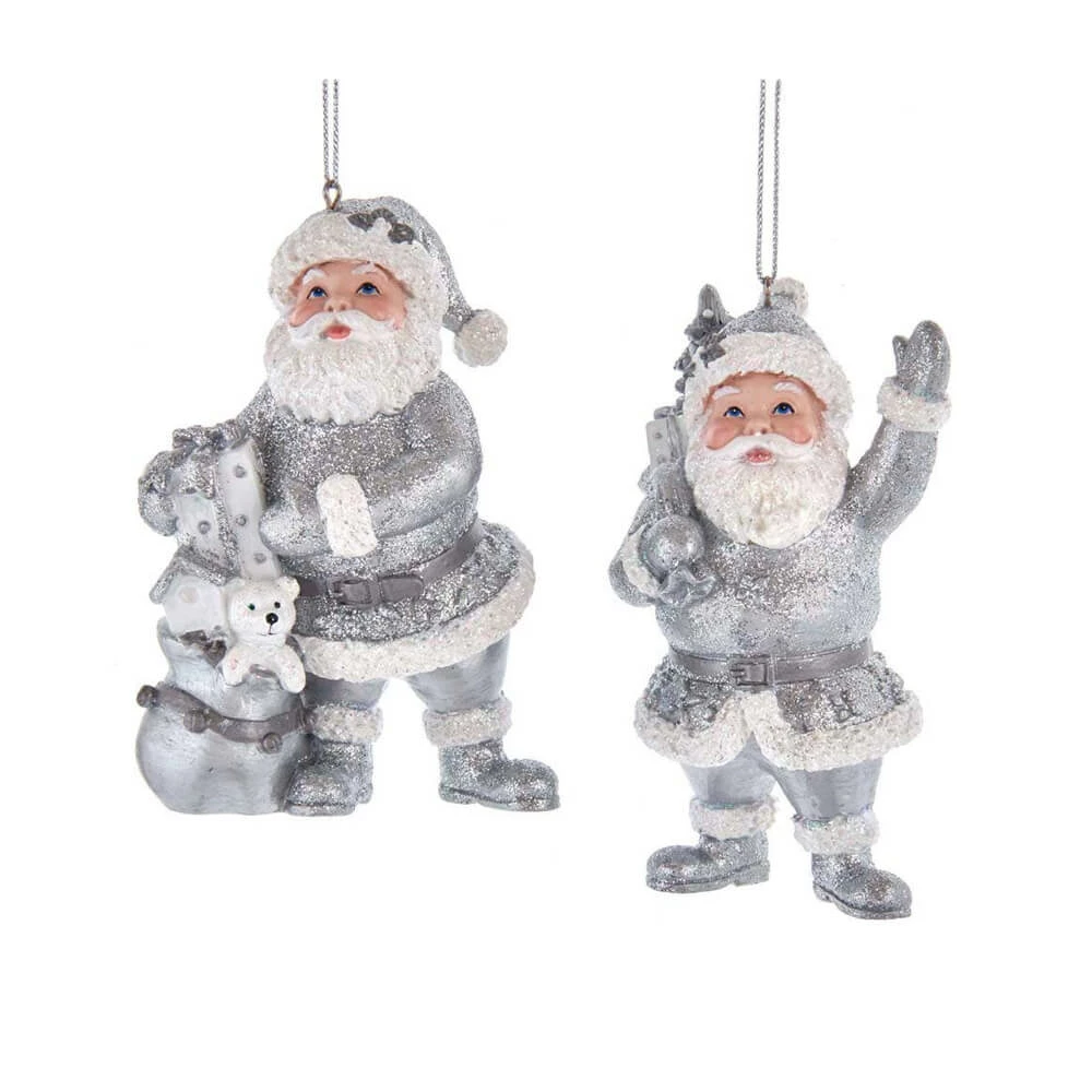 Kurt S. Adler, Inc. Silver Santa Ornament 4" 3 Kurt S. Adler, Inc. Silver Santa Ornament 4"