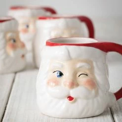 Sullivans Christmas Winking Santa Mugs (Set Of 4)